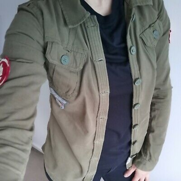 SUPERDRY JPN Black Label 7605 Division Super Aces Military Khaki Button Down M - Picture 15 of 16